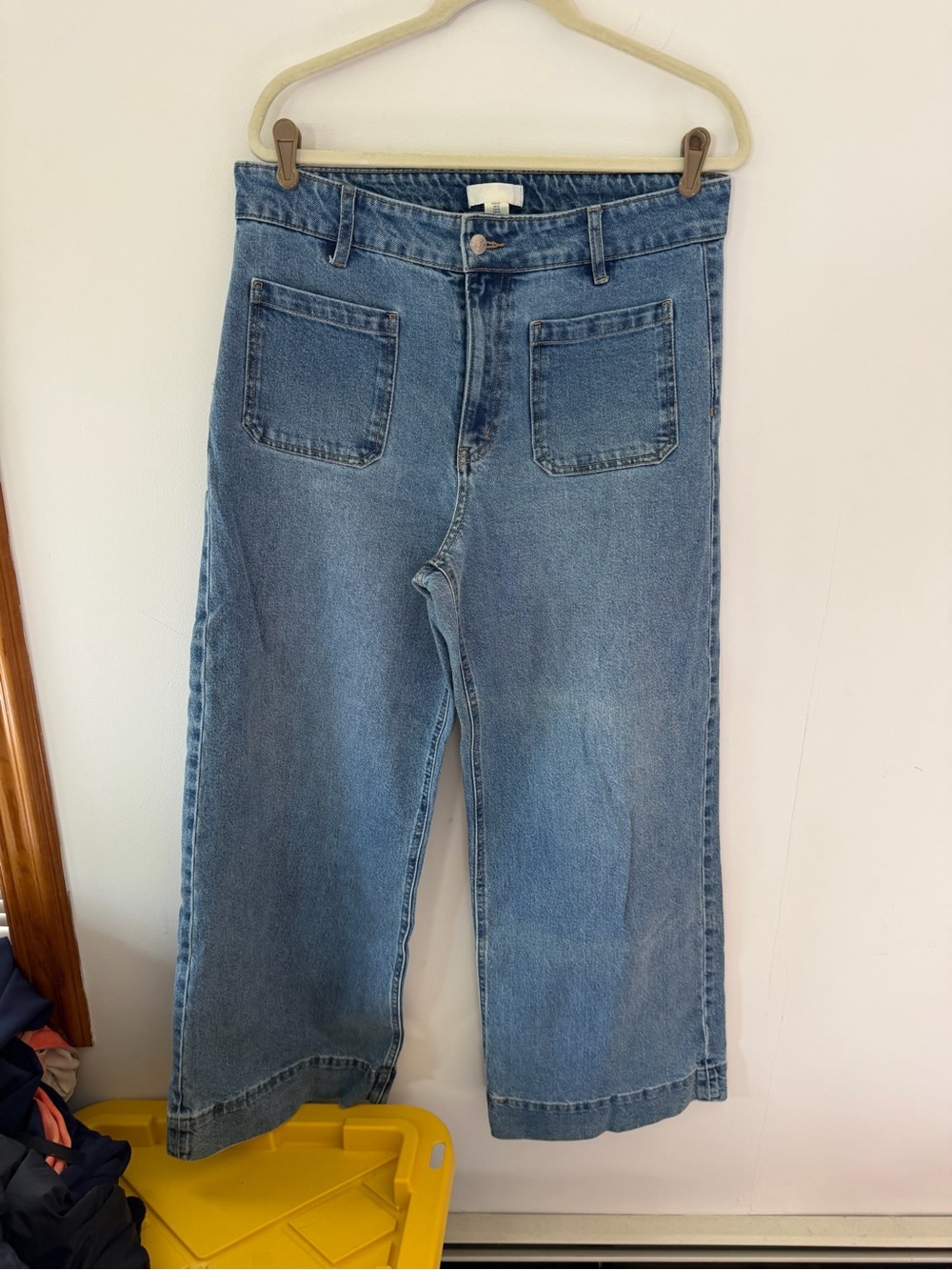 H&M Light Blue Wide-Leg Jeans with Front Patch Pockets